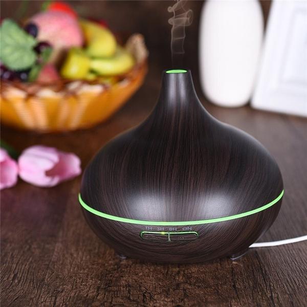 Wood grain humidifying aroma diffuser